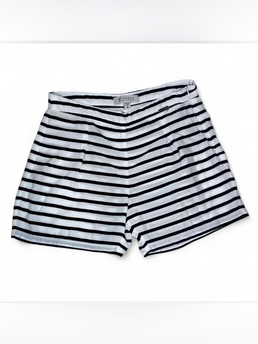 GUESS Black & White Striped Casual Shorts Junior Size 16 or Women's size Small
